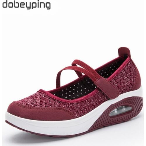 Dobeyping New Summer Autumn Women Shoes Breathable Mesh Woman Loafers Casual Flat Platform Ladies Shoe Cut-Outs Mother Sneakers