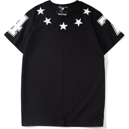 2021 Short Sleeve Tee Shirt Stars Embroidery T Shirts Men Summer Clothes Brand Streetwear O-neck Loose Mens Casual Tshirt Homme