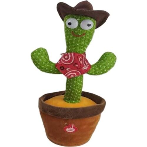 Cactus Plush Toy Electric Singing Dancing cactus with light Twisting Luminous Recording Learning To Speak Twisting cowboy Toy
