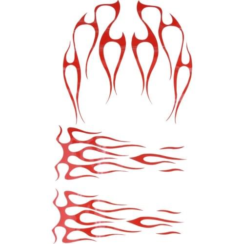 Red Flame Decals Kit For Motorcycle Gas Fuel Tank & Stickers