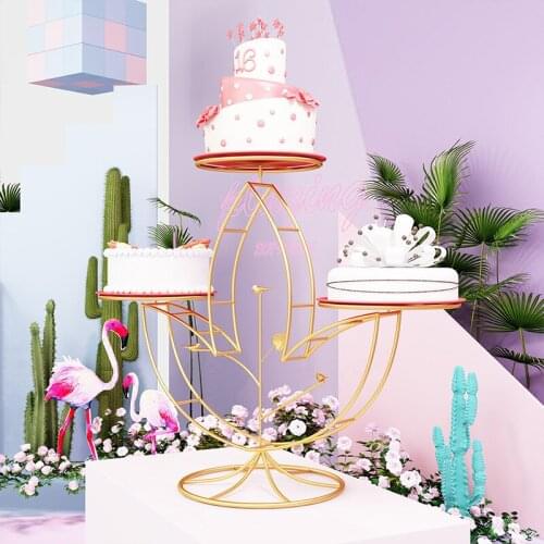 Wrought iron creative European multi-layer cake shelf wedding ceremony birthday three-layer window model display tray