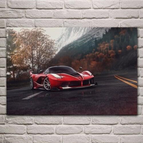 Sports car red passion vehicle artwork living room decor home wall art decor wood frame fabric posters ME219