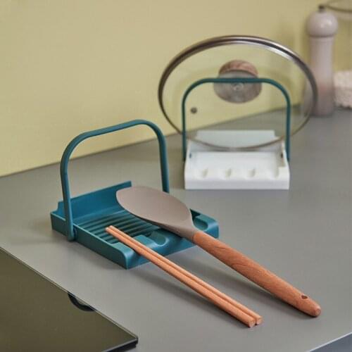 Kitchen Spoon Holders Fork Spatula Rack Shelf Organizer Plastic Spoon Rest Chopsticks Holder Non-slip Spoons Pad Kitchen Utensil