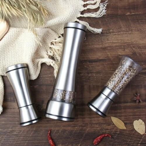 Kitchen Herb Tools Manual Stainless Steel Ceramic core Pepper Sesame spice Grinder Condiment Bottle Pot mill rotating caster