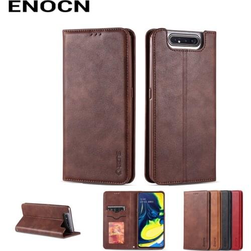Magnetic Flip Case For Samsung Galaxy A80 Case Samsung A90 over Leather Wallet Card Slots Luxury Retro Folding Phone Case