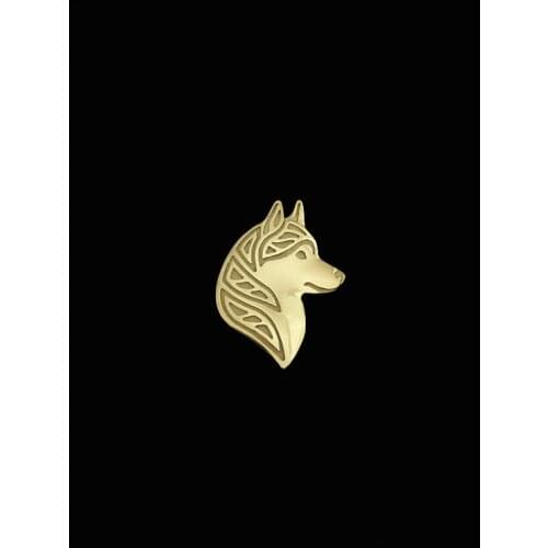 Trendy Siberian Husky Profile Dog Brooches and Pins Gold Color Silver Color Men Brooches Fashion Jewelry Hand of King