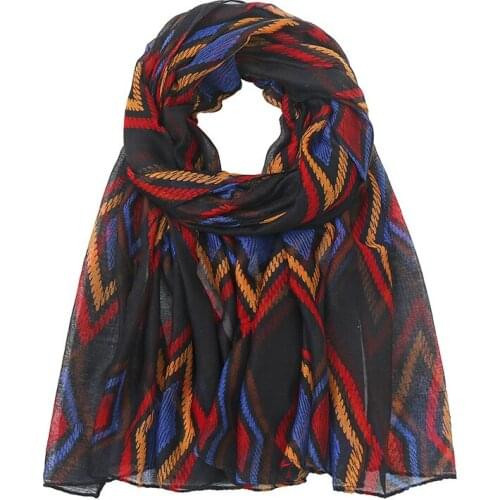 2021 Fashion Geometry Pattern Scarf Shawls Geometric Muslim Hijab Wrap 6 Color Free Shipping