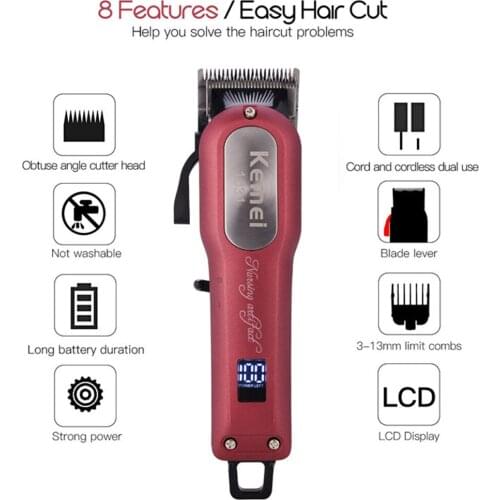Mens Hair Clipper Professional Hair Trimmer Haircut Set w/ 4 Guide Combs