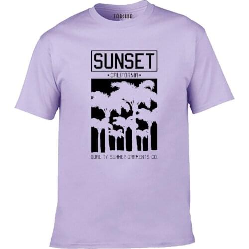 TARCHIA 2021 Sunset California Print Men Tees Tops Casual T Shirt Men New Cotton Slim Fit T Shirt Homme Sleeve Top Spring