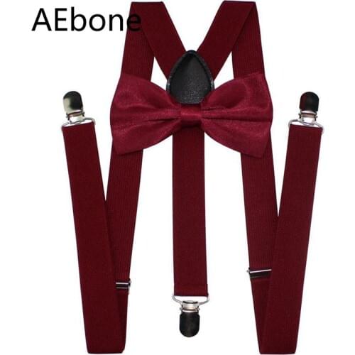 AEbone Suspensorio Adult Burgundy Suspenders and Bow Tie for Men Women Navy Blue Bretelles Pantalon Pour Homme Femme 100cm Sus59