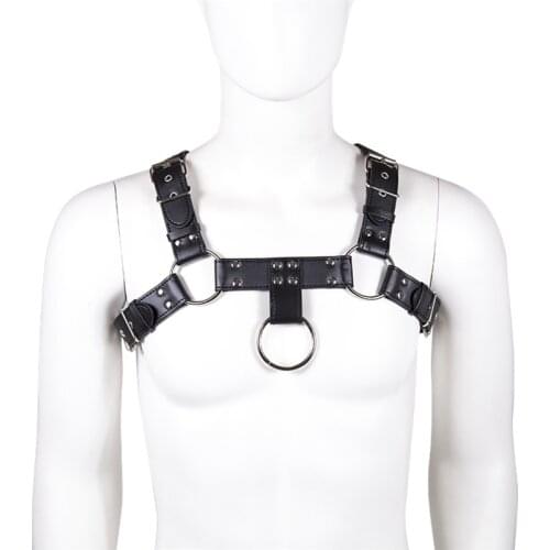 Leather Fetish Gay BDSM Chest Harness Men Sexual Male Body Bondage Clothing Men Harness Belts with Buckle Punk Rave Gay Costumes