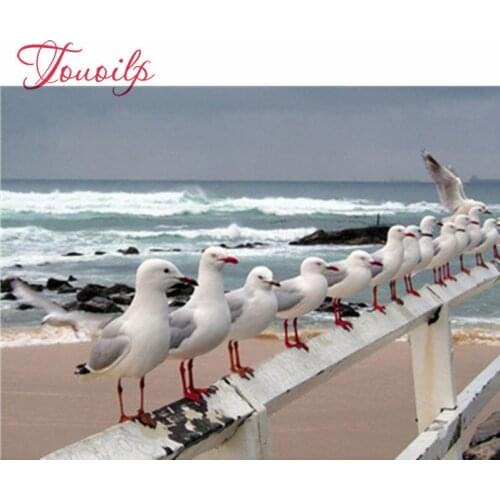 Bricolage kit de peinture au diamant mouette par la mer point de croix diamant broderie bricolage 5D diamant mosaïque décoratio