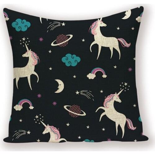 Nordic Home Decor Cushion Covers Unicorn Liveing Room Decorative Linen Cushion Cover Black Animal Pillowcsaes Quality Kissen