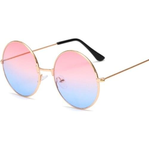 Vintage Small Round Sunglasses Women Brand Designer Sun Glasses Female Alloy Colorful Gradient Mirror Retro Black Circle Oculos