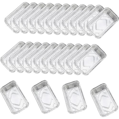 25pcs Outdoor BBQ Tinfoil Grease Drip Pans Disposable Baking Pan Food Container