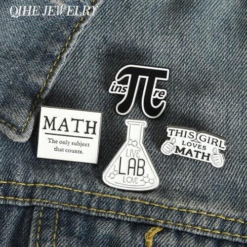 Pi (π) Enamel Pin Women in Math and Science Metal Brooches Black White Simple Letters Badge Gift for Teacher Students Geek