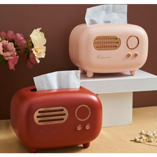 Retro Radio Tissue Box Napkin Holder for Paper Modern Home Decoration Desktop Paper Holder Vintage Dispenser Storage Napkin Case