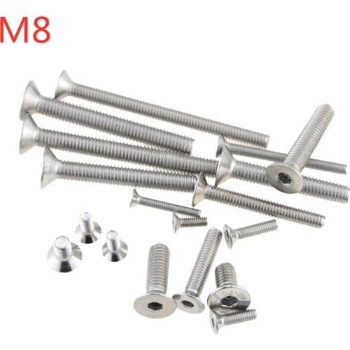3PCS M8x16-100 20 50 70 80 90 304 Stainless Steel Hexagon Hex Socket Countersunk Screw Flat Head Screw Allen Bolts DIN7991 M8*16