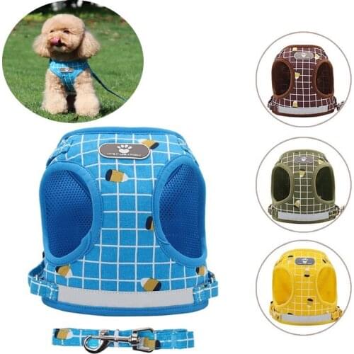 Reflective Dog Harnesses Vest Breathable Pet Harness and Leash Set For Dogs Cats Outdoor Pet Walking Lead Leash Dogs Supplies