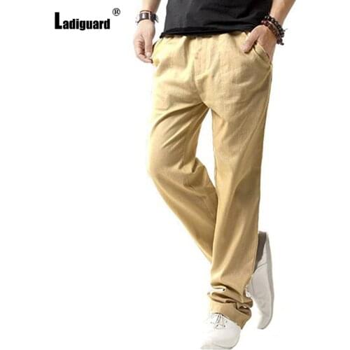 2021 Spring Autumn Cotton Linen Pants Men Straight Trouser with Pocket Outdoor Casual Pants Sexy Men Clothing Plus Size S-3XL