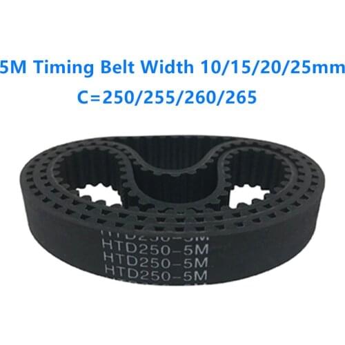 HTD5M Timing belt C=250/255/260/265 width 15/20/25mm Teeth 50 51 52 53 HTD 5M synchronous Belt 250-5M 255-5M 265-5M 260-5M