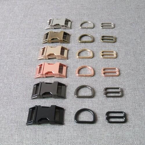 1 Set 25mm Metal Straps Slider D Ring Side Release Belt Buckle 1 Inch For Bag Pet Dog Collar Paracord Sewing Accessory Hardware