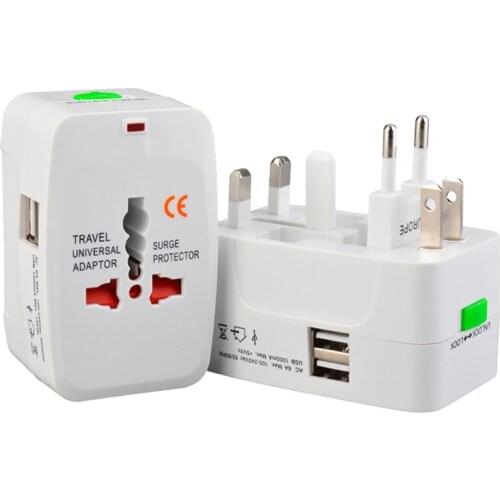 International Electric Plug Power Socket Adapter Universal Plug Adapter 2 USB Port World Travel AC Charger AU US UK EU Converter