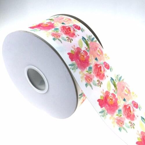 100Y/lot 75mm 3" heat transfer flower flora grosgrain ribbon DIY handmade material welcome custom order