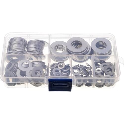 270Pcs M4 M5 M6 M8 M10 M12 Stainless Steel Flat Washers Kit Insulation Solid Seal Gasket Metal Screw Gaskets With Box