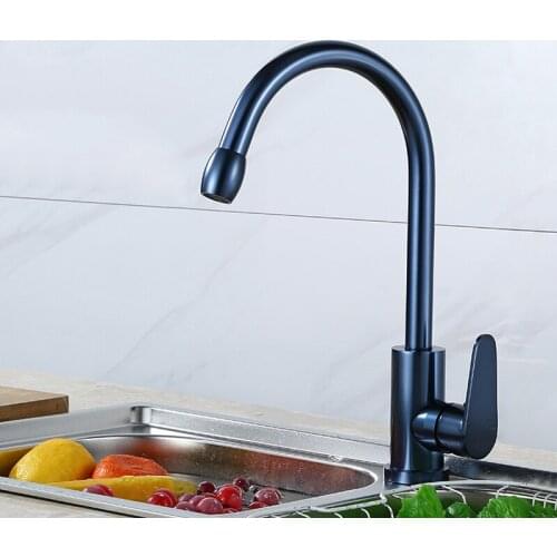 4 Types Black Space Aluminum Kitchen Faucet Swivel Spout Sink Tap Single Lever Cold and Hot Water Mixer Tap Crane Home Hardware