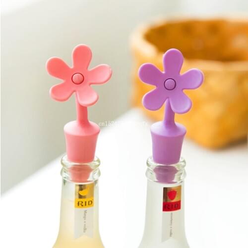 500pcs Flower Wine Stopper Silicone Potted Flower Shaped Silicone Wine Bottle Stopper Kitchen Bar Tools Wholesale
