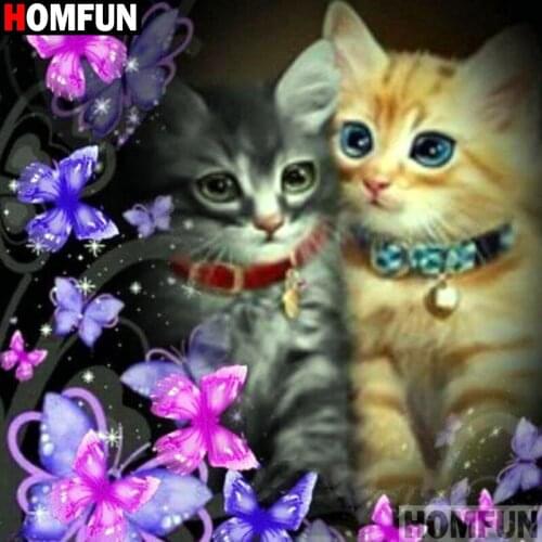 HOMFUN Full Square/Round Drill 5D DIY Diamond Painting "Animal cat" Embroidery Cross Stitch 5D Home Decor Gift A17781