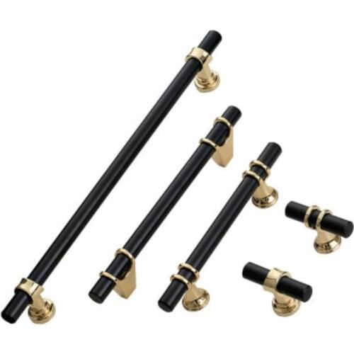 American Style Long Cabinet Furniture Door Handle Modern Minimalist Black Gold Wardrobe Long Handle Furniture Hardware Knobs