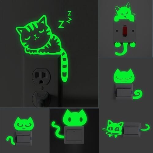 Animal unicorn lovely cat cover cartoon room decor 3D Silicone wall on-off switch light luminous wall outlet sticker
