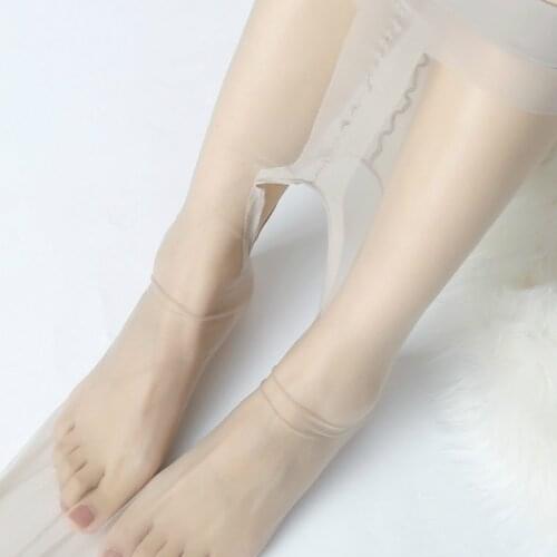 Crotch stockings 0D ultra-thin and invisible open crotch toes are fully transparent, sexy, black, fleshy, fleshy trousers