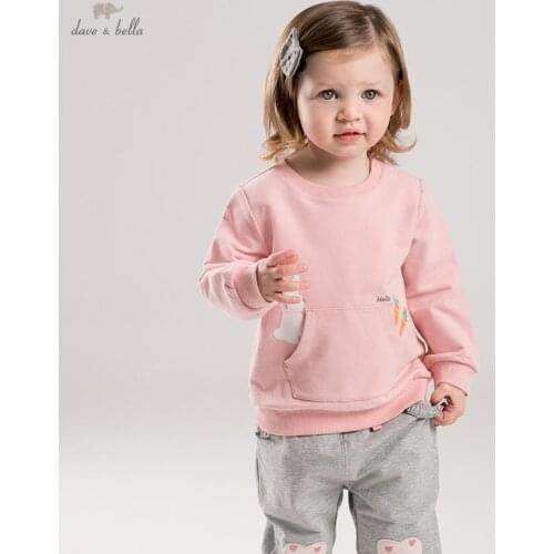 DBJ16829 dave bella spring baby girls cute cartoon clothing sets kids fashion long sleeve sets children 2 pcs suit