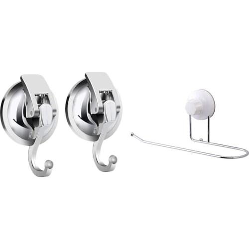 1 Pcs Strong Vacuum Suction Cup Roll Paper Holder & 2 Pcs Vacuum Suction Cup Hooks Specialized