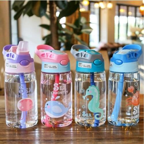Kids Water Sippy Cup Cartoon BabyCups with Straws Leakproof 500ml Childrens Bottles Outdoor sport Portable Childrens Cups