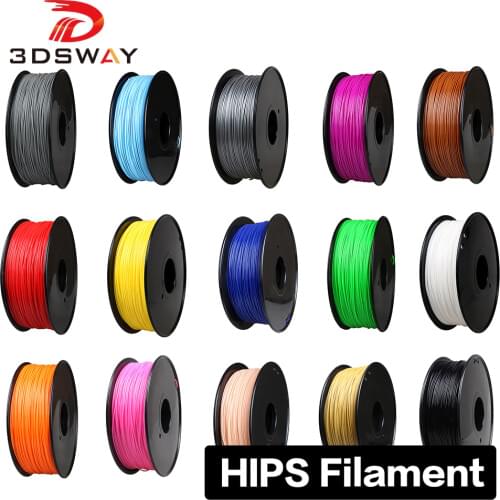 3DSWAY High Quality HIPS filament 1.75mm 1kg Solid Color hips plastic filamento 3D Printer Filament Reprap Makerbot Material