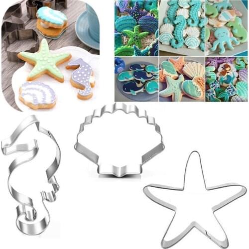 Ocean Biscuit Mold Seahorse Starfish Scallop Biscuit Mold Stainless Steel Baking Tools DIY Creative Baking