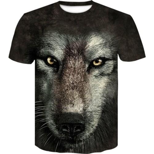Wolf 3d printing mens and womens t-shirt soft material shirt casual loose t-shirt sports mens streetwear