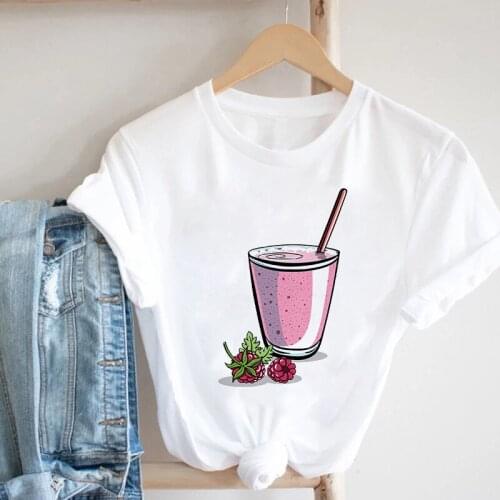 Women 90s Casual Korean Printed Tee Lady Basic Streetwear Fashion Tshirt Female Round Neck T Shirt Clothes Top Graphic T-shirts