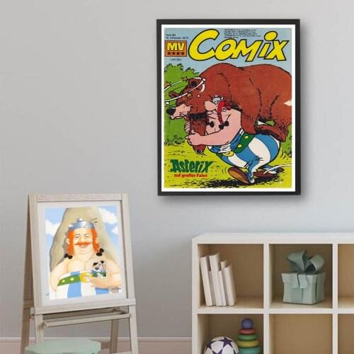 Asterix Obelix Cartoon Comics Canvas Painting Vintage Kraft Posters Classic Wall Stickers Wall Art For Nursery Kids Bedroom