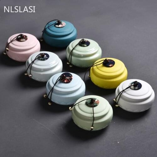 Retro Ceramics Tea Caddy oolong Tieguanyin Containers travel tea bag Sealed tea jar coffee Powder spice canister storage tank