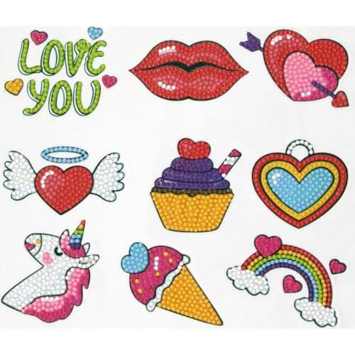 Love Mini Pattern 5D Diamond Painting Stickers Diamond Mosaic Embroidery Cross Stitch DIY Kids Gift 9pcs Cup Phone Book Decor