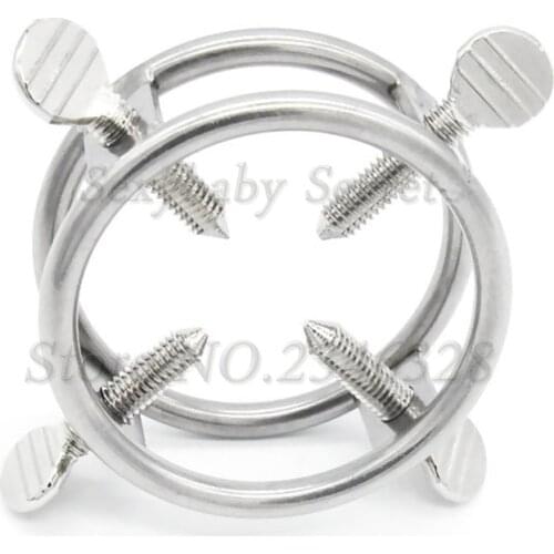 304 Stainless Steel Male Chastity Belt Cockring with Spikes Screwed Scrotum Testicle,Ball Stretcher,Penis Rings Sex Toys For Man