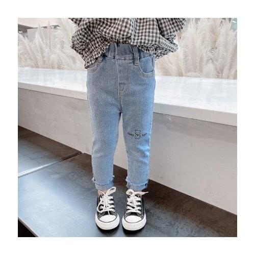 2-8 Years Toddler Girls Jeans Spring New Arrival Childrens Fashion Elasticity Slim Denim Pants Baby Girls Korean Pencil Pants