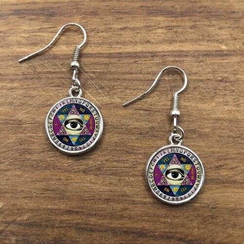 Ouija Board Pendant Earring Illuminati Psychic Reader Spirit Jewelry Eye Pentagram Earring