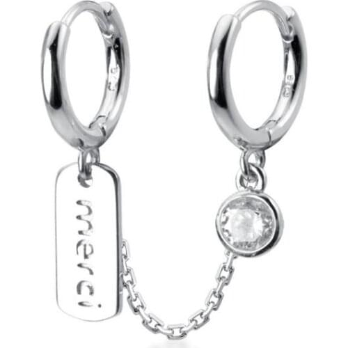 Single Dangle Earrings 100% 925 Sterling Silver Drop Earrings Punk Style