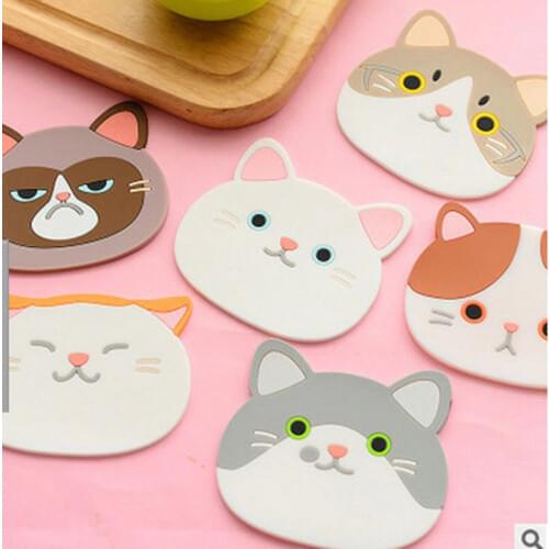 Cat Shaped Tea Coaster Cup Holder Mat Coffee Drinks Drink Silicon Coaster Pad